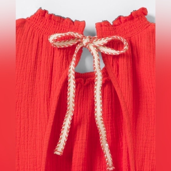 Matilda Jane Red Maui Mock-neck Tank Cotton with Tie and Cutout Back XXL - Picture 3 of 7